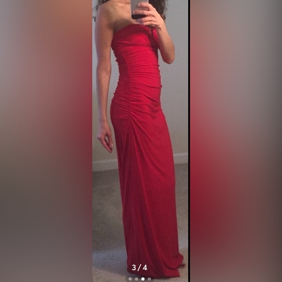 Adrianna Papell Strapless, Floor Length, Red Dress - Picture 3 of 4